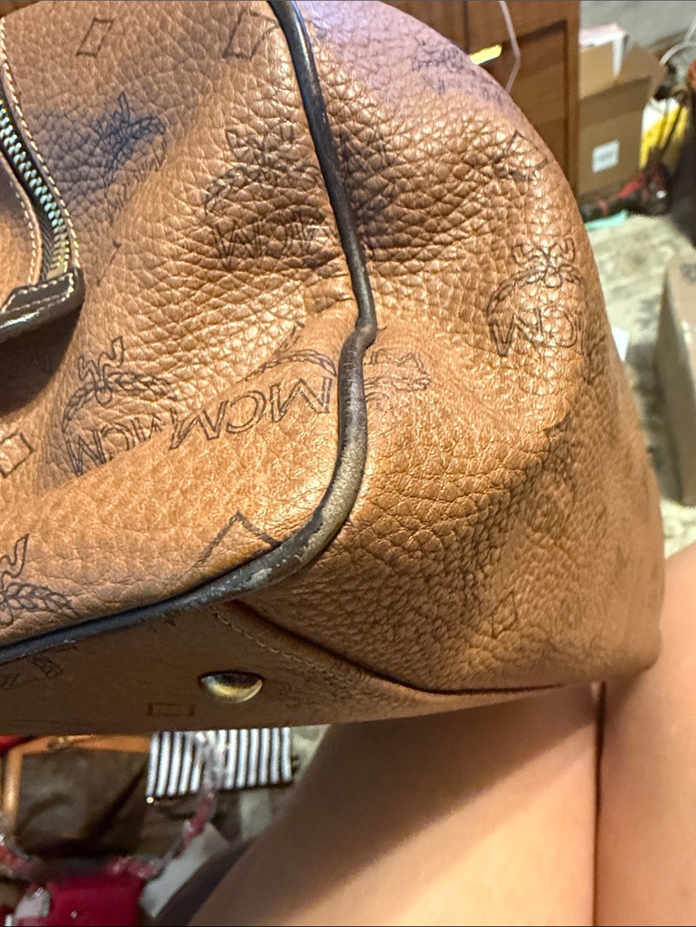 MCM Vintage Visetos Munchen Boston Bag and Gold Hardware - Picture 13 of 15